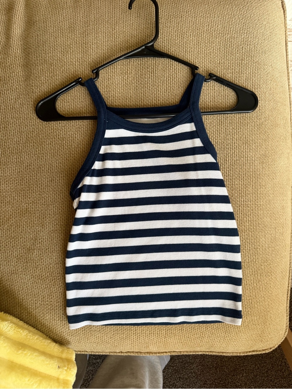 SO Navy & White Striped Halter Tank